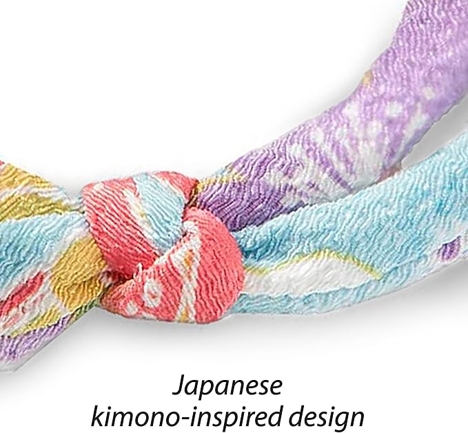 Necoichi Chirimen Cat Collar with Clover Bell (Baby Blue) with Bell Safety Breakaway Soft Lightweight for Cats Kitty Kitten Japanese Stylish Pattern, No.1 Seller in Japan