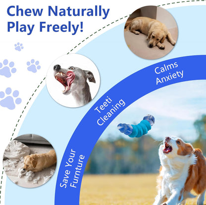 Caterpillar Dog Chew Toys for Aggressive Chewers, Tough Indestructible Squeaky Dog Toy with Beef Flavor Nylon Rubber for Large Medium Dogs to Keep Them Busy and Reduce Boredom (Blue)
