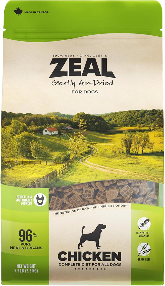 ZEAL Canada Air-Dried Chicken Recipe for Dogs - High Protein, Natural Superfoods, Nutrient Rich, No Fillers, Grain Free, Complete & Balanced (Chicken, 5.5lb)