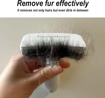 Pet Deshedding Tool with Curve Blade, Cat Grooming Brush, Tight V-shaped Teeth Shedding Comb for Cat and Small Dog (White, Small)