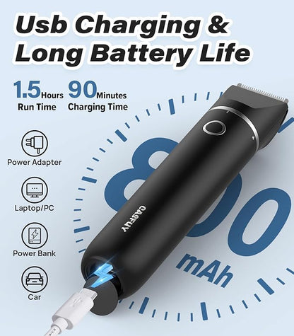 Casfuy Cordless Dog Paw Trimmer - Low Noise Small Dog Clippers with Double Blades USB Rechargeable Grooming Clipper for Dogs Cats and Small Pets for Trimming Hair Around Paws, Eyes, Ears, Face, Rump