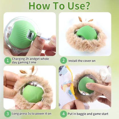 Interactive Cat Toys Fast Rolling Ball in Play Pouch, Motion Activate Chirping Cat Toy Hide and Seek Mouse Catching Game, 28 Inch Play Pouch