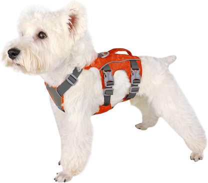 Escape Proof Dog Harness, Lightweight Full Body Pet Vest with Lift Handle and Leash Clip, Reflective Adjustable Small Dog Harness for Daily Walking(Red,Chest:14-22")