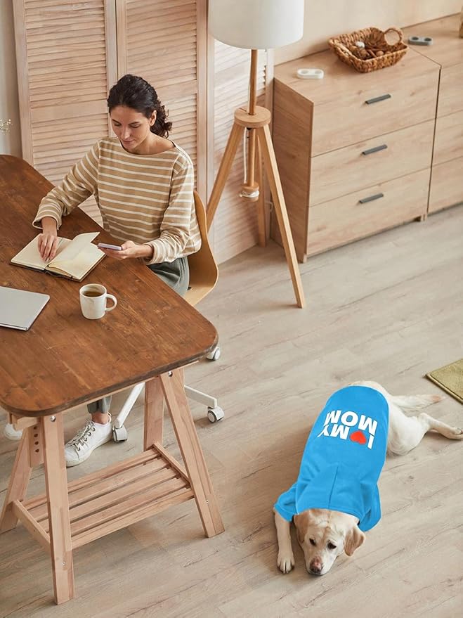 GreenJoy Dog Sweater Dog Hoodie Cold Weather Dog Coat Hooded Sweatshirt for Puppies,Cats, Small Medium Large Dogs (Blue(I Love My Mom), X-Small)
