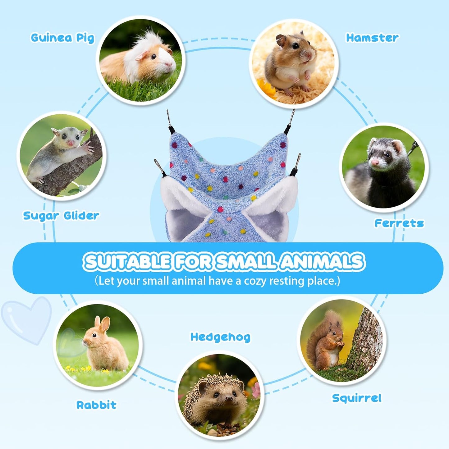 3 Pcs Guinea Pig Hammock, Rat Ferret Hamster Hanging Hammock Guinea Pig Accessories for Small Animals Chinchilla Parrot Sugar Glider Ferret Squirrel (11"×11")