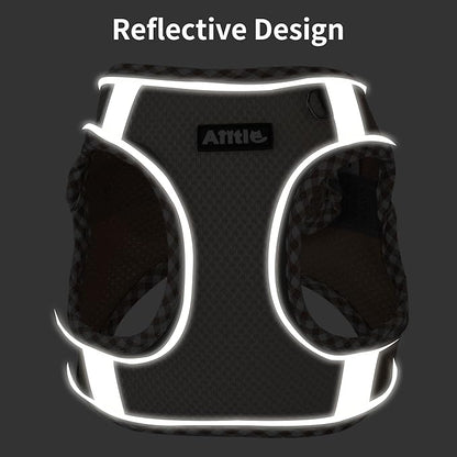 AIITLE Small Dog Harness - Breathable Double-Layer Jacquard No-Choke Vest, Durable Anti-Tear Fabric with Reflective Trim - Perfect for Running, Parties, Daily Walks (Black, XS)