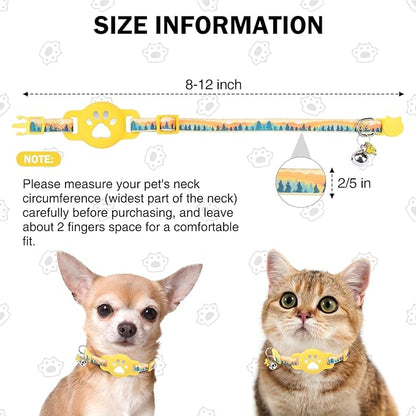 Airtag Cat Collar Breakaway, Cute GPS Cat Tracker Collars with Air Tag Holder, Safety Cat Collars with Bell & Pendant for Girl Boy Cats, Blue