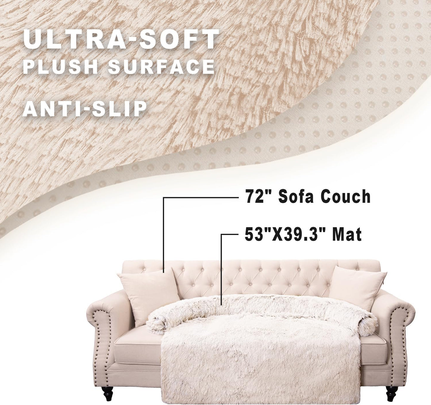 Calming Dogs/Cats Bed Mats, Dog Pad Washable Removable Couch Cover, Plush Long Fur Mat for Pets, Waterproof Lining, Perfect for Small, Medium and Large Dogs and Cats (Gradient Brown, 53"x39")