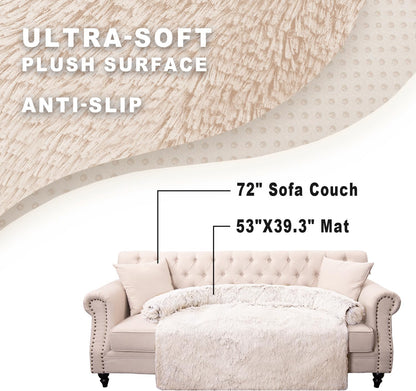 Calming Dogs/Cats Bed Mats, Dog Pad Washable Removable Couch Cover, Plush Long Fur Mat for Pets, Waterproof Lining, Perfect for Small, Medium and Large Dogs and Cats (Gradient Brown, 53"x39")