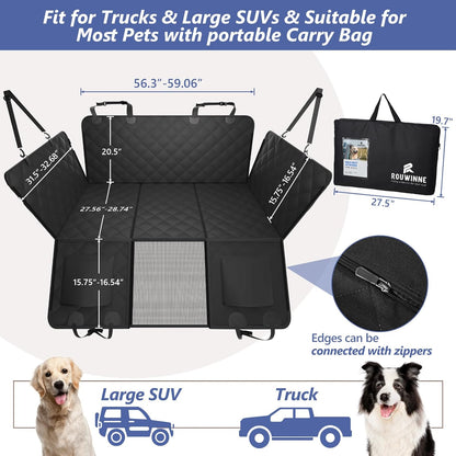 Back Seat Extender for Dogs Truck-Large Space, Dog Pet Seat Cover Back Seat Hard Bottom Holds 400lbs, Waterproof Dog Hammock for Crew Cab Trucks F150, RAM1500, Sierra, Tundra, Silverado