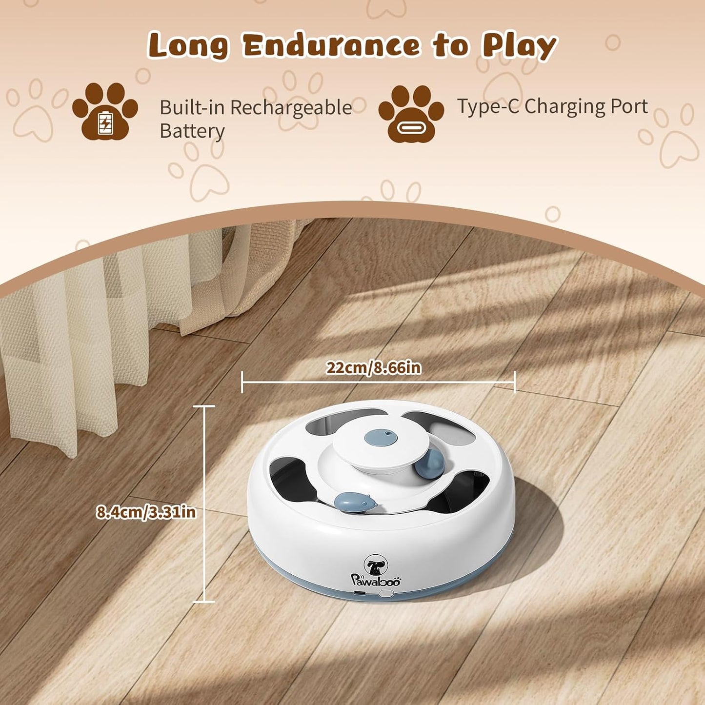 Pawaboo 3-in-1 Automatic Interactive Cat Toy, Electronic Motion Kitten Toy with Fluttering Butterfly Teasers, Track Ball & Random Hide Mouse, USB Rechargeable Cat Teaser Mouse Toys for Indoor Kitties