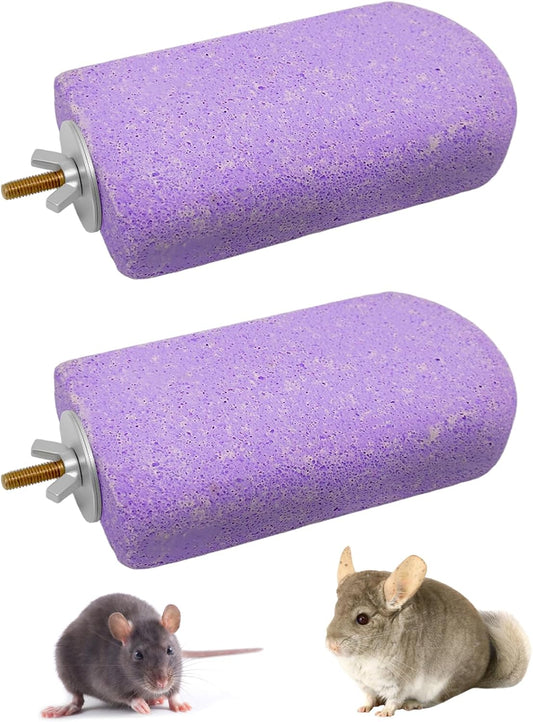 Chinchilla Lava Ledges Rat Climbing Platform 2 Pack Pumice Ledge Shelf Pet Chewing Grinding Toys Small Animals Cage Accessories for Totoro Squirrel Guinea Pig Hamster Purple