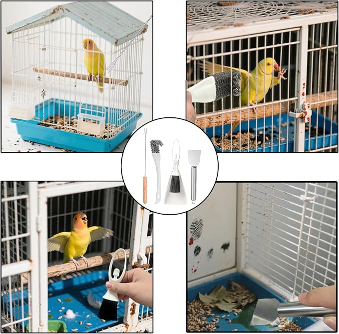 Bird Cage Cleaning Brush Tool Set, Bird Cage Cleaner, Suitable for Bird Cages, Rabbit Cages, Hamster Cages, Parrot Cages, and Other Small Pet Cage Accessories