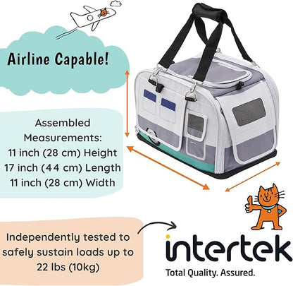 Premium Soft-Sided 2-in-1 Kittyrama Cat Carrier & Home Hideaway – Vet-Recommended Calming Den, Dual-Use Lounge & Travel Carrier with SBS Zippers, Airline-Approved Under-Seat Fit
