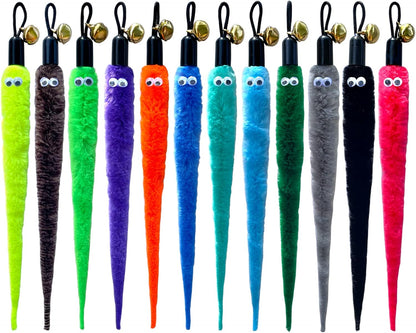 AcceLeah Cat Worm Toy Teaser Wand Replacement, Cat Worms & Dragonfly Refill, Assorted Teaser Refills with Bell (12Pcs)