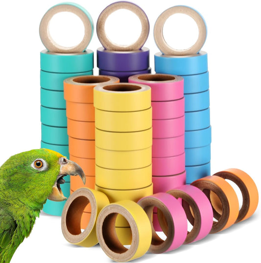 Skyygemm 60 Pcs Fatty Bagels Bird Toys Bulk for Parrots Durable Cardboard Chewing Shredding Foraging Foot for Medium & Large Parrot Mini Macaws African Greys Cockatoos Eclectus Senegal