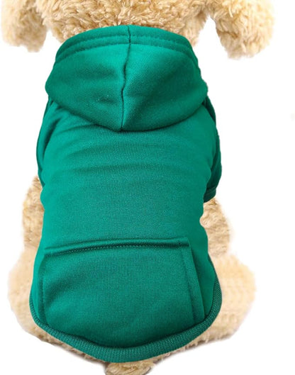 Jecikelon Winter Dog Hoodie Sweatshirts with Pockets Warm Dog Clothes for Small Dogs Chihuahua Coat Clothing Puppy Cat Custume (Green, Small)