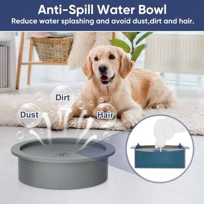 XIAZ Slow Feeder Dog Bowl Elevated Food and Water Bowl Stand for Large Medium Sized Dog, 4 Heights Adjustable, Non-Slip, Durable, Prevents Bloating & Improves Digestion for Dogs