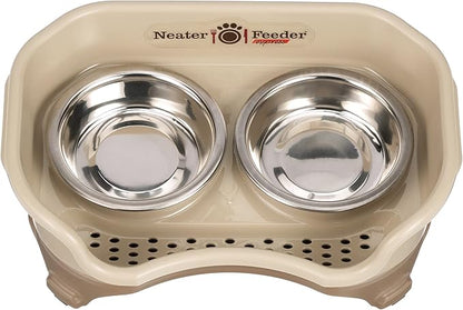 Neater Feeder Express Mess Proof Cat Bowls Elevated, No Spill Feeding Station, Stainless Steel Dishes for Food and Water, Raised Bowls for Indoor Cats, No Fatigue Whisker Friendly Dish, Cappuccino