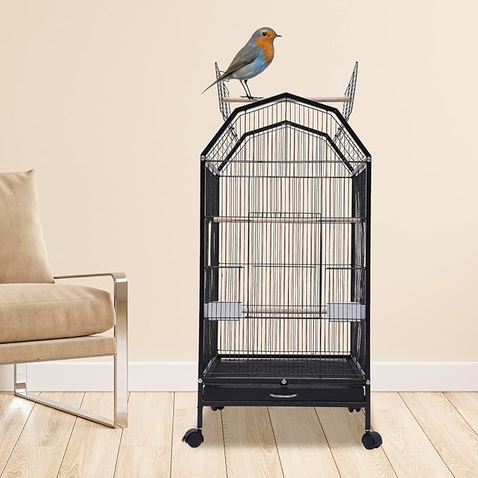 Bird Cage, Metal Pet Bird Flight Cages Large Finch Bird Cage with Stand for Parrots Cockatiels Conure Budgie Canary Finch Lovebird