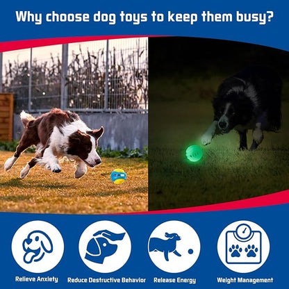 2 Pack Giggle Ball for Dogs, Interactive Dog Toys for Treat Dispensing, Glow Ball Durable Puppy Toys to Keep Them Busy, Multifunctional Dog Toys for Teething/Slow Feeder/IQ Training/Playing