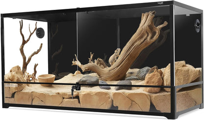 Glass Reptile Terrarium 18" x 18"x 36"Front Opening Chameleon Cage ull View Glass Terrarium Tank with Double Hinge Door for Reptiles Amphibians, Bearded Dragon Gecko Lizard Snake