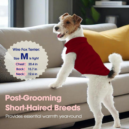 FUAMEY Dog Fleece Vest for Small Dogs,Warm Stretchy Dog Sweatshirts Pullover with Leash Hole Dogs Sweater Soft Pet Turtleneck Cozy Pet Vest Lightweight Sleeveless Red XXS