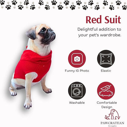 Cute Sweater for Dogs and Cats Soft Flannel Pet Outfit Warm and Cozy Animal Hoodie Small to Large Pet Clothes for Halloween Parties and Everyday Wear (X-Small, Red Bowtie)