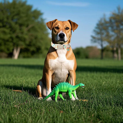 DOGWONG Dinosaur Cotton Dog Collar, Summer Cute Dog Collar Durable Soft Fabric Male Pet Dog Collars Boy Puppy Necklace for Small Medium Large Dogs