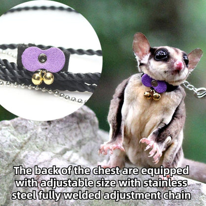 Sugar Glider Traction Rope Strap Anti-Biting Chain Rope, Small Animal Walking Collar Harness with Lead Leash for Hamster Gerbil Rat Mouse Ferret Chinchilla Squirrel (Coffee)