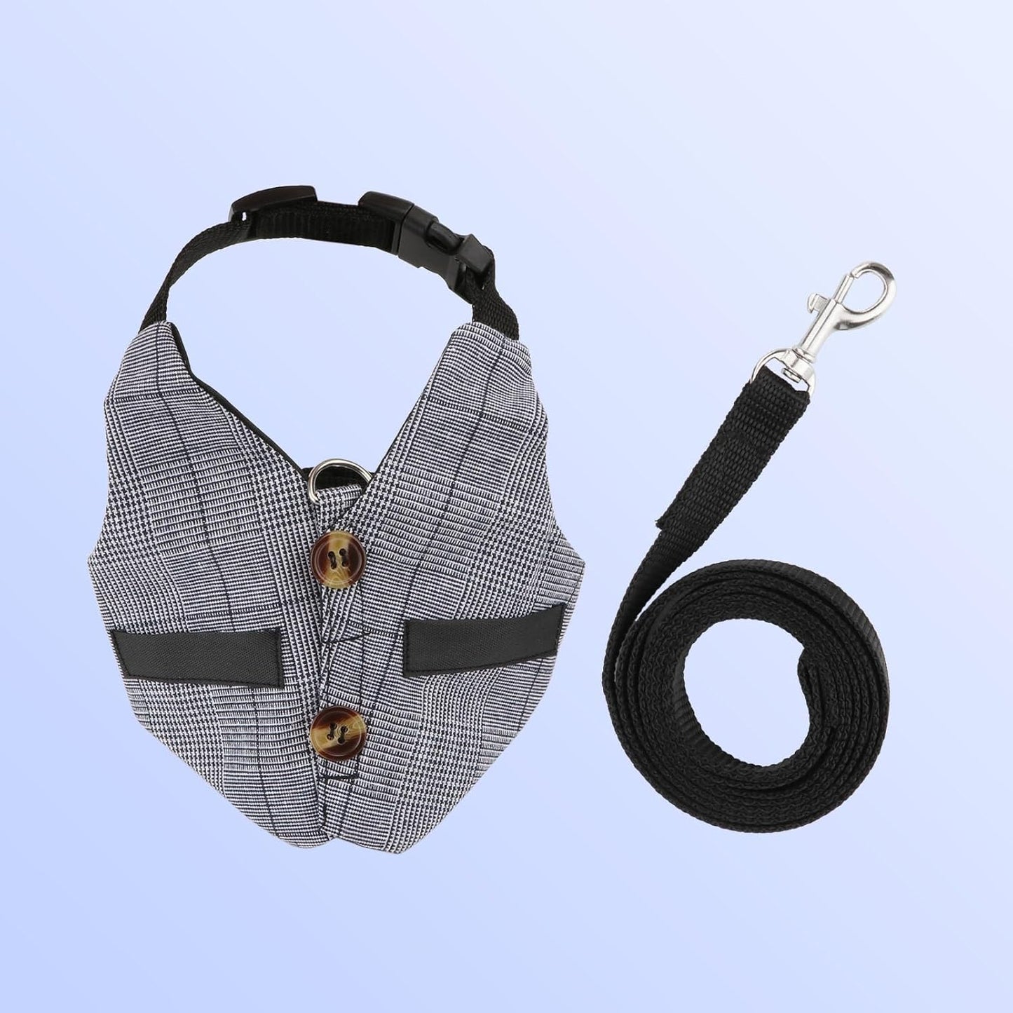 Rabbit Vest Harness and Leash Set Adjustable Formal Suit Style for Bunny Kitten Small Animal Walking (M)