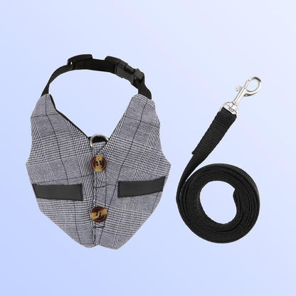 Rabbit Vest Harness and Leash Set Adjustable Formal Suit Style for Bunny Kitten Small Animal Walking (M)