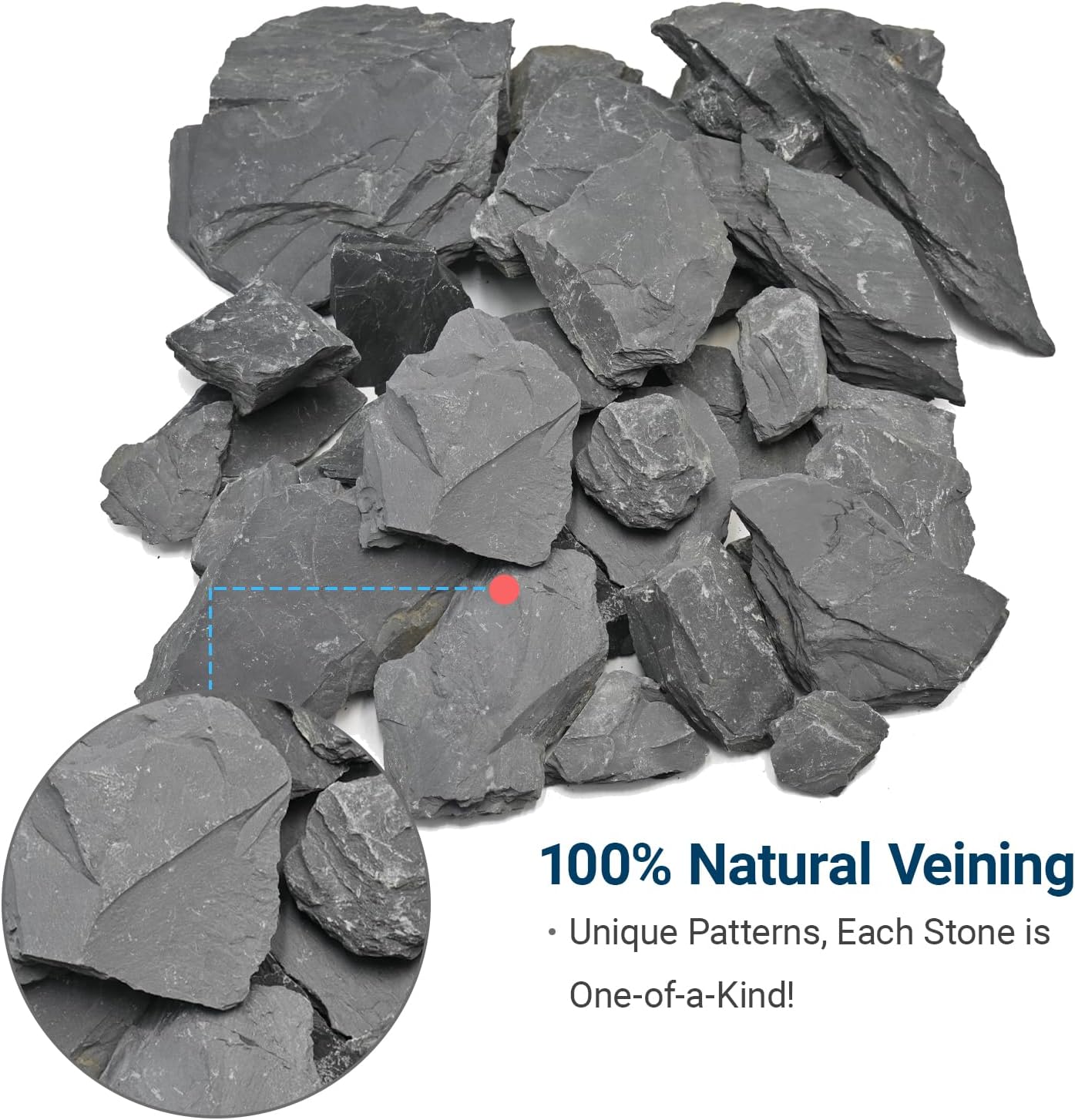 Natural Slate Rock 5lb Reptile Basking Stone Fish Tank Rocks for Aquarium Landscaping, Tank Decoration, Fairy Gardens,Reptile & Amphibian Enclosures 3 to 8 Inches