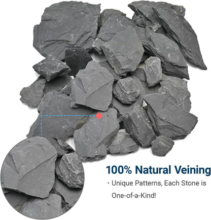 Natural Slate Rock 5lb Reptile Basking Stone Fish Tank Rocks for Aquarium Landscaping, Tank Decoration, Fairy Gardens,Reptile & Amphibian Enclosures 3 to 8 Inches