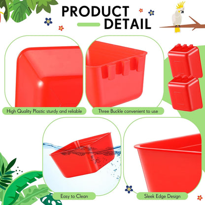 Maxdot 20 Pcs Cage Cups Chicken Feeder Waterer 16 oz Birds Feeders Hanging Bunny Cage Chicken Water Bowl for Pet Parrot Rooster Parakeet Gamefowl Poultry Pigeon Wire Hutch(Red)