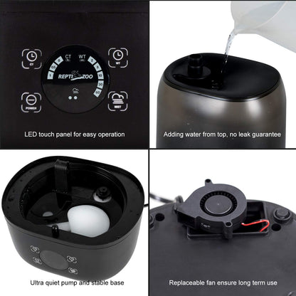 REPTI ZOO 4L Reptile Fogger Mister Tank, Terrariums Digital Tank Timing Humidifier Smart Touch Screen Adjustable Fogger for Reptiles Amphibians Herps