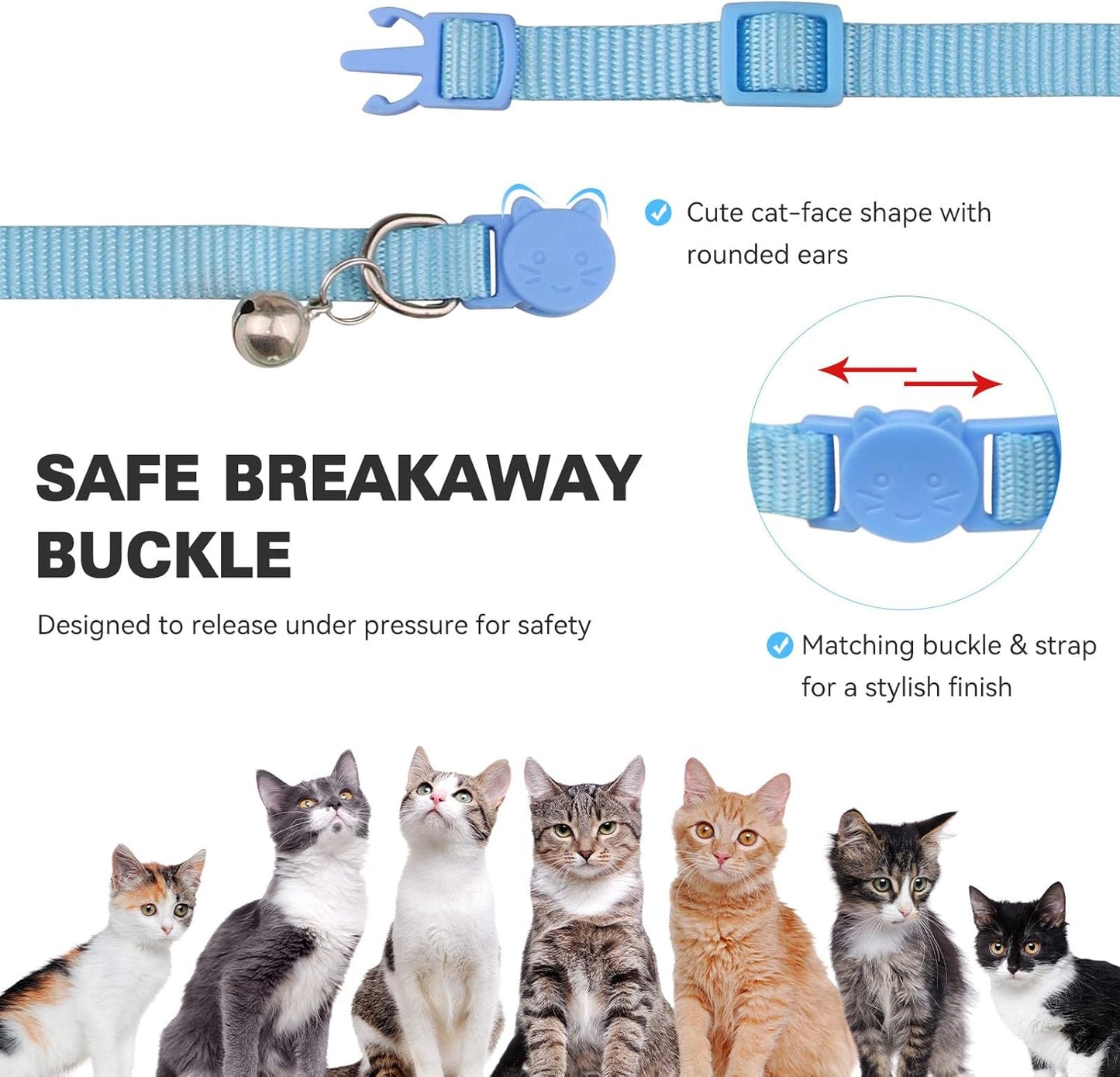 16 PCS Breakaway Cat Collars,Kitten Collar with Bell Cat Collars for Boy Girl Cats Breakaway Collar for Cats 7.5-12.6 Inch