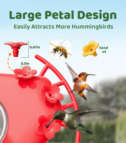 HIXX Smart Hummingbird Feeder with Camera Solar Powered, with Ant Moat & Bee Proof AI Bird Recognition, Easy Clean & Refill, with Coolfly Birdwatching APP, Ideal Gifts for Hummingbird Lover (17.5 oz)