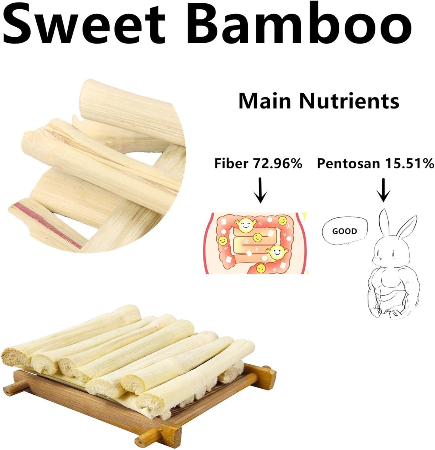 Rabbit Toys,400g (14.1oz) Bunny Chew Sweet Bamboo Sticks,100% Organic Natural Hamster Molar Treat,Guinea Pig Food Snack Stuff for Clean Teeth Pet Squirrel Rat Chinchilla Hedgehog Gerbil