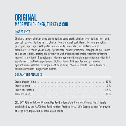 ORIJEN Pate Wet Dog Food Original Recipe with Liver 12.8oz Cans (12 Count)