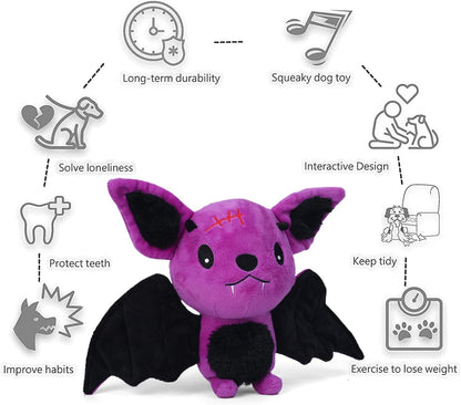 Blnboimrun Dog Toys for Aggressive Chewers, Squeaky Plush Bat with Crinkle Paper, Durable Interactive Chew Toys for Small, Medium & Large Dogs, Indoor Outdoor Play Pet Gift