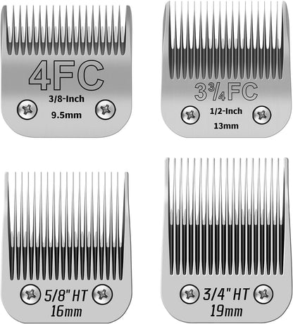 Pet Dog Grooming Detachable Ceramic Blades Kit,Compatible with Andis,Oster A5,Wahl KM10 Clippers,Cut Length 3/8"(9.5mm) to 3/4" (19mm), Large Size 4-Piece Set