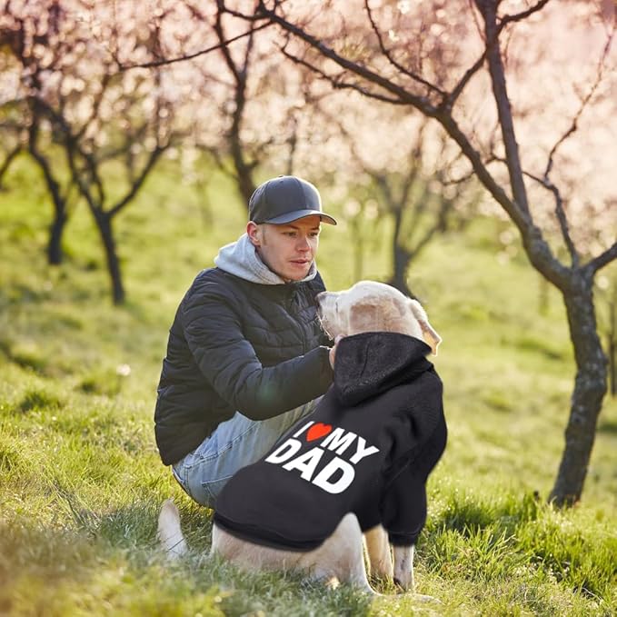 GreenJoy Dog Sweater Dog Hoodie Cold Weather Dog Coat Hooded Sweatshirt for Puppies,Cats, Small Medium Large Dogs (Medium, Black (I Love My Dad))
