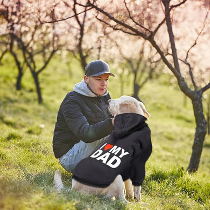 GreenJoy Dog Sweater Dog Hoodie Cold Weather Dog Coat Hooded Sweatshirt for Puppies,Cats, Small Medium Large Dogs (Medium, Black (I Love My Dad))