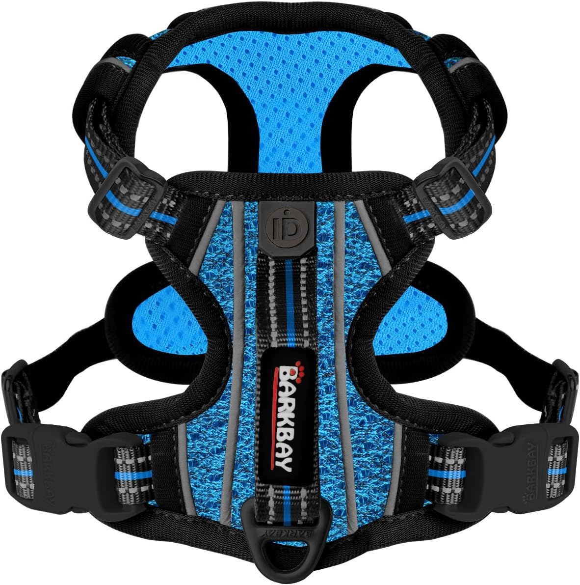 BARKBAY Dog Harness No Pull with ID Tag Pocket - Heavy Duty, Reflective, Easy Control for Small Dogs(Blue/Black,S)