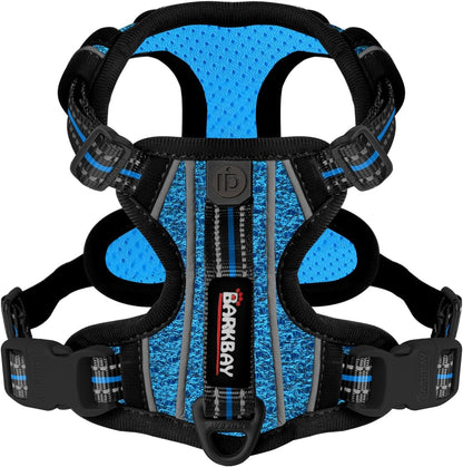 BARKBAY Dog Harness No Pull with ID Tag Pocket - Heavy Duty, Reflective, Easy Control for Small Dogs(Blue/Black,S)