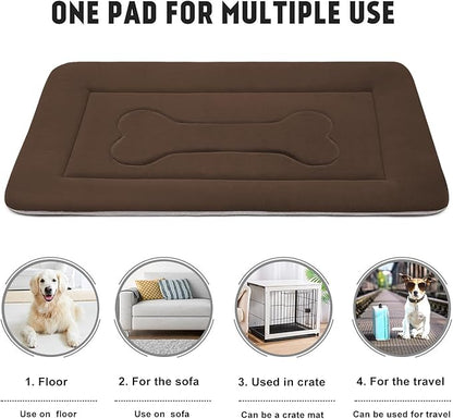 JoicyCo Extra Large Dog Bed Soft Dog Crate Pad Mat, 48 in Non-Slip Bottom Washable Dog Sleeping Mattress Pet Beds Cat Bed Kennel Pad, Dark Brown