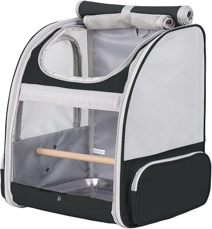 Bird Backpack Carrier with Stand Perch, Bird Travel Backpack for Hiking, Airline Approved Green Bird Backpack