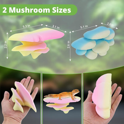 Mushroom Decor for Reptile Tank, Fish Tank, Pet-Safe Bearded Dragon Tank Accessories, Realistic Terrarium Plants for Leopard Geckos, Crested Geckos, Tree Frogs, Snakes (Almond, Trio Cap)