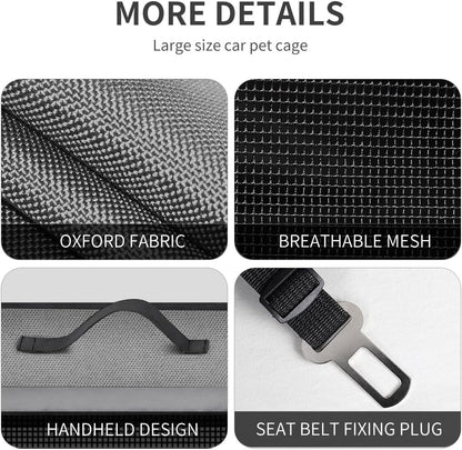 Double Cat Car Travel Carrier, Twin Compartment Show House Cat Cage/Condo，Portable Pet Crate for 2 Cats Travel Double Dog Crate Set for Long Distance Travel